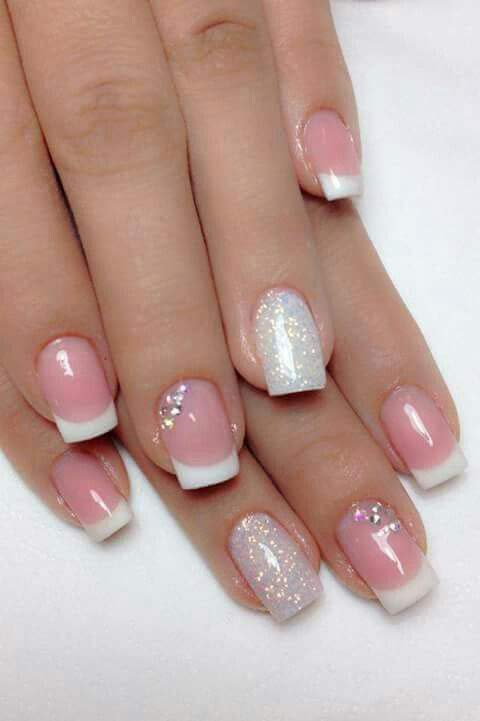 Easy silver glitter nail art designs for Eid