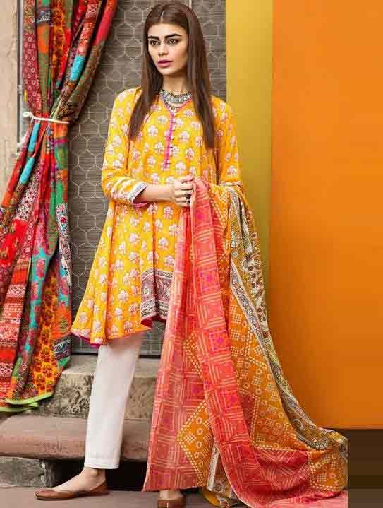 Eid fashion trend for yellow frock in lawn