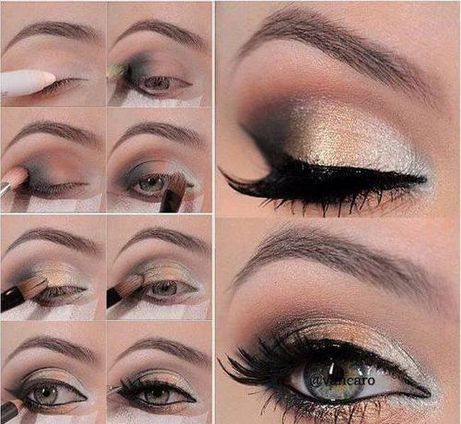 Soft gold smokey eyes makeup tutorial for Eid