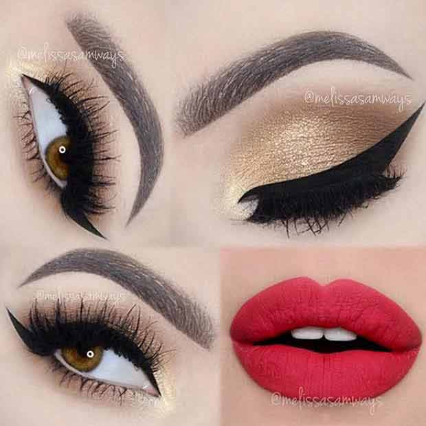 Step by step golden smokey eyes makeup