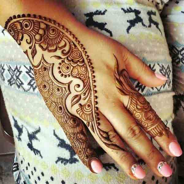 Vortices mehndi design for back hand