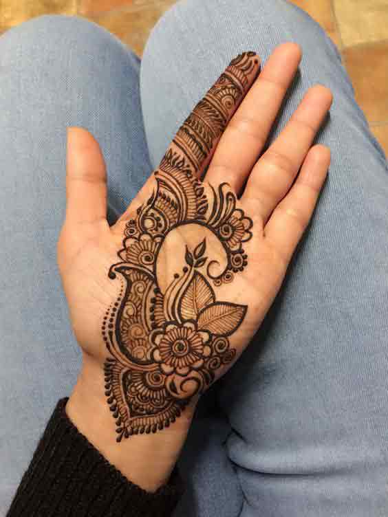 Easy floral leaf pattern mehndi design