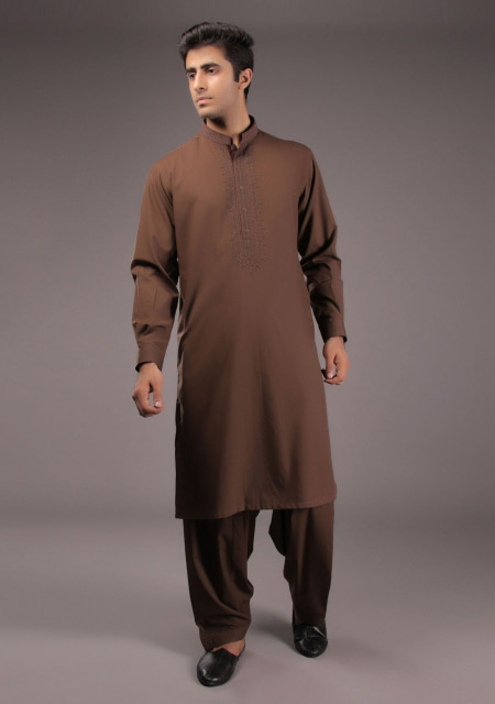 Latest gents brown kurta style for Eid