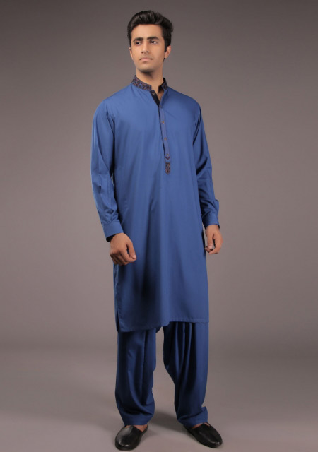 Latest blue kurta designs for Eid