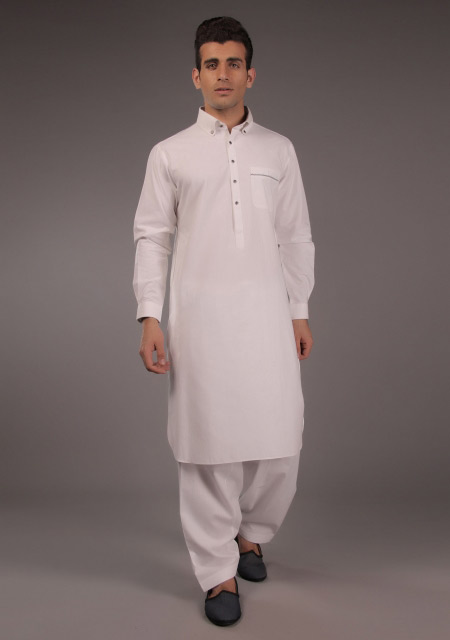 Pakistani white kurta designs for Eid namaz