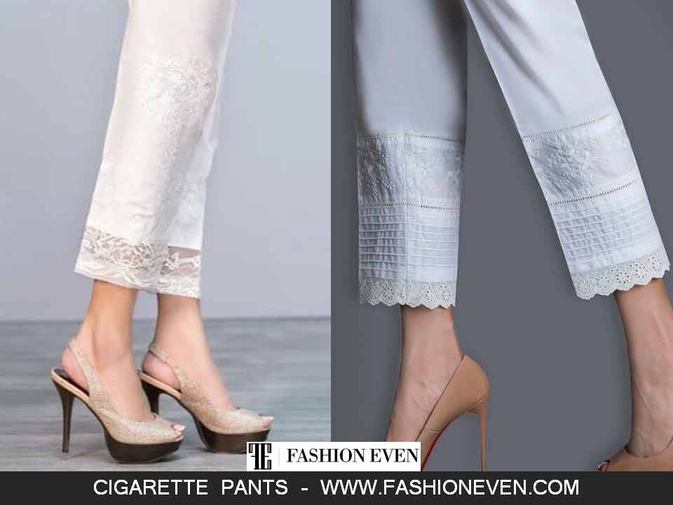 Cigarette pants with lace designs in Pakistan