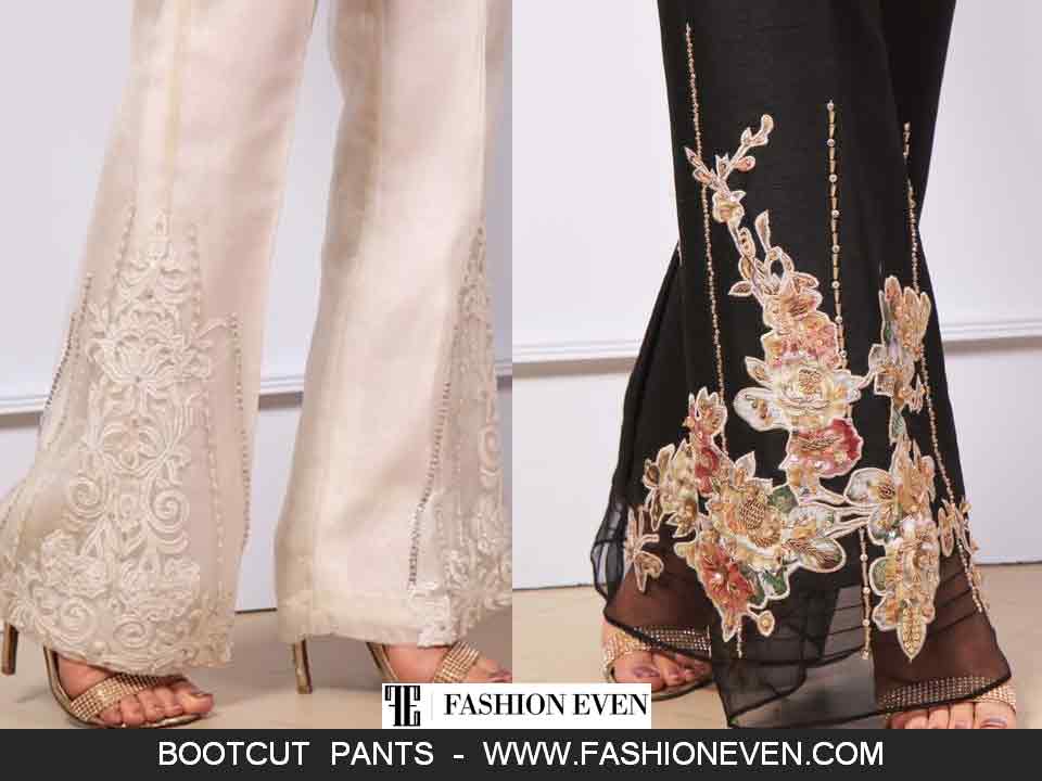 Embroidered bootcut trouser styles in Pakistan