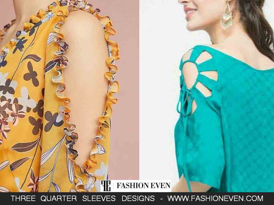 Latest 3/4 peekaboo sleeves designs for kurti