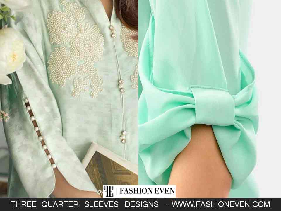 Light blue 3/4 sleeves with pearls and bow