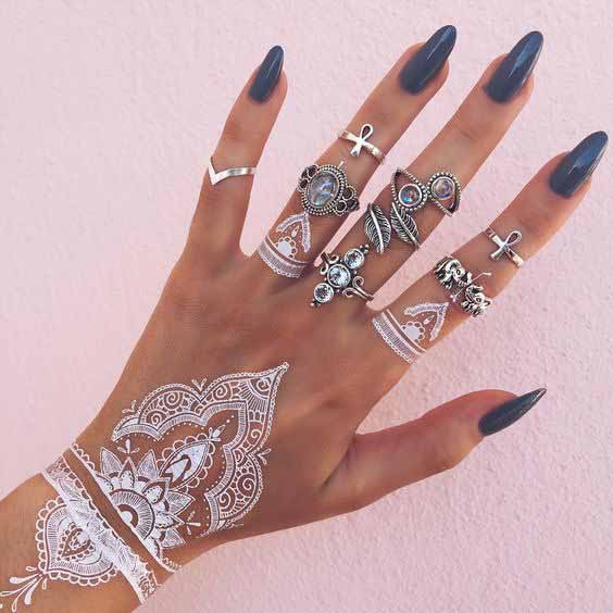 Simple white mehndi designs for hands