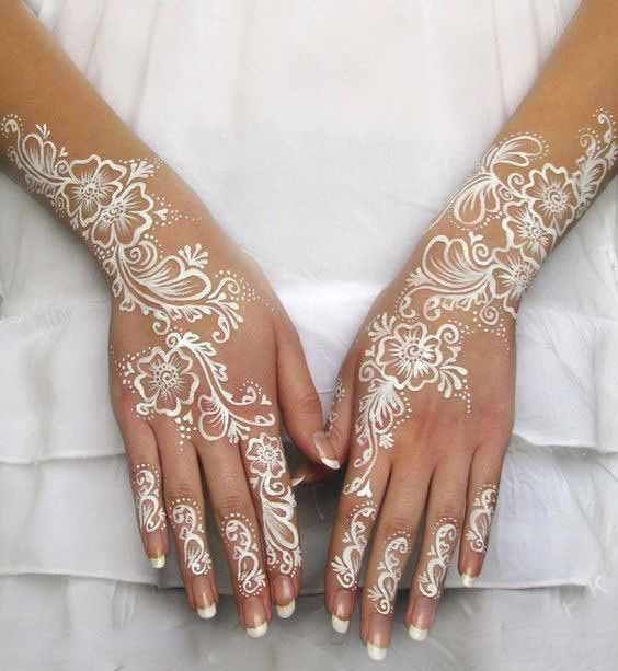 Beautiful white mehndi designs for both hands