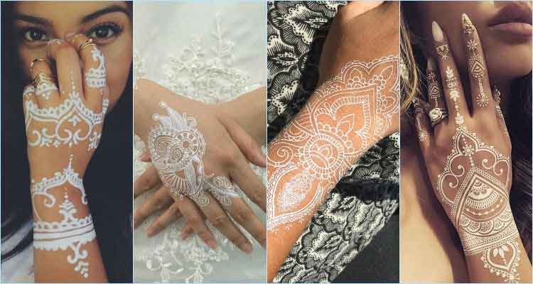 White mehndi designs for back hand sides