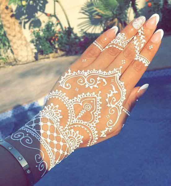 White lace henna designs for hands