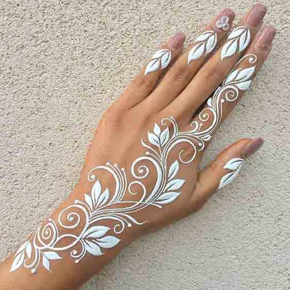 Simple white mehndi designs for hands