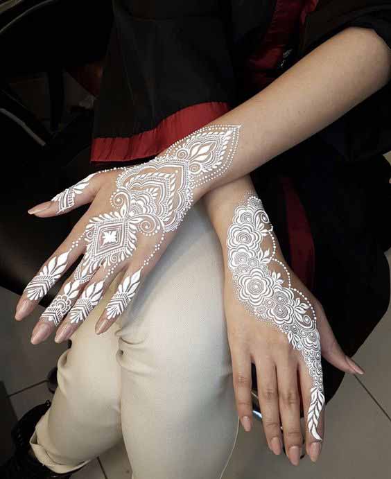 Beautiful white mehndi designs for hands