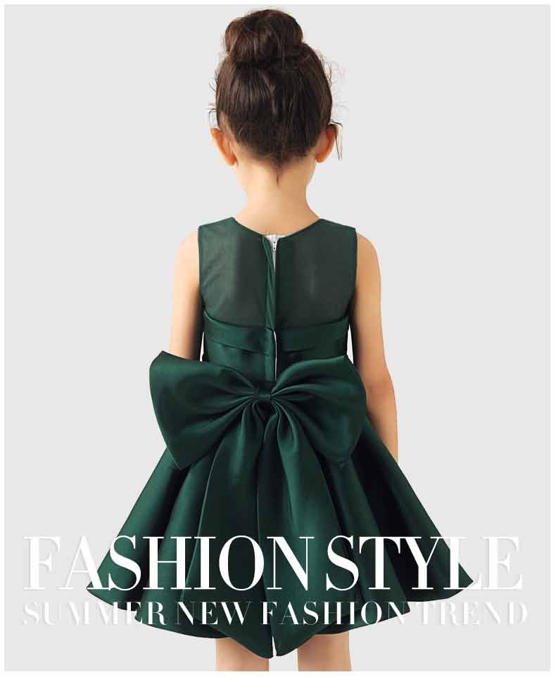 Baby girl green frock with bow for 14 august