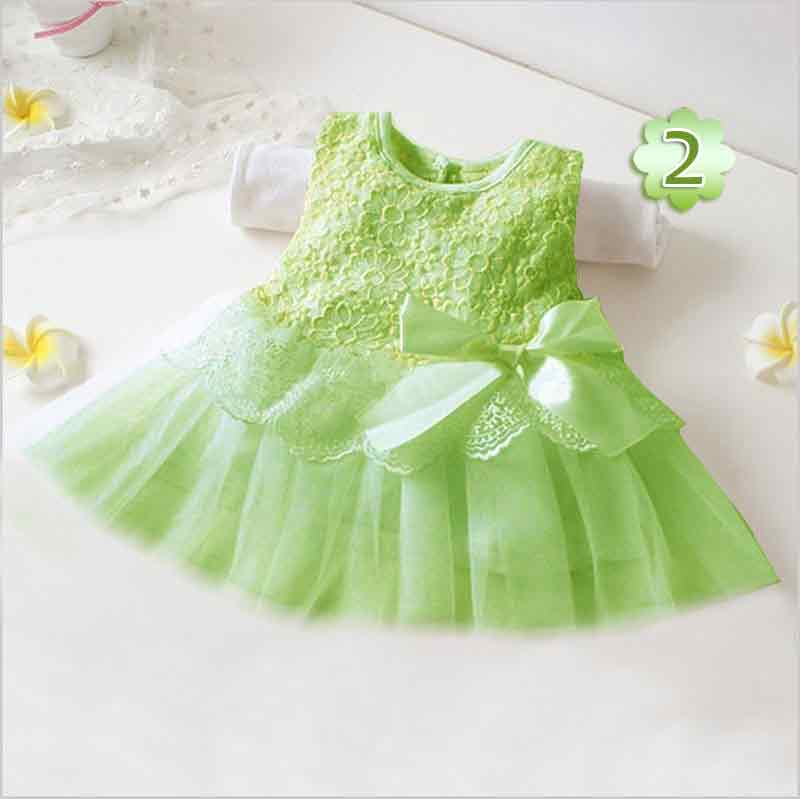 Green net lace frock for baby girls for 14 august