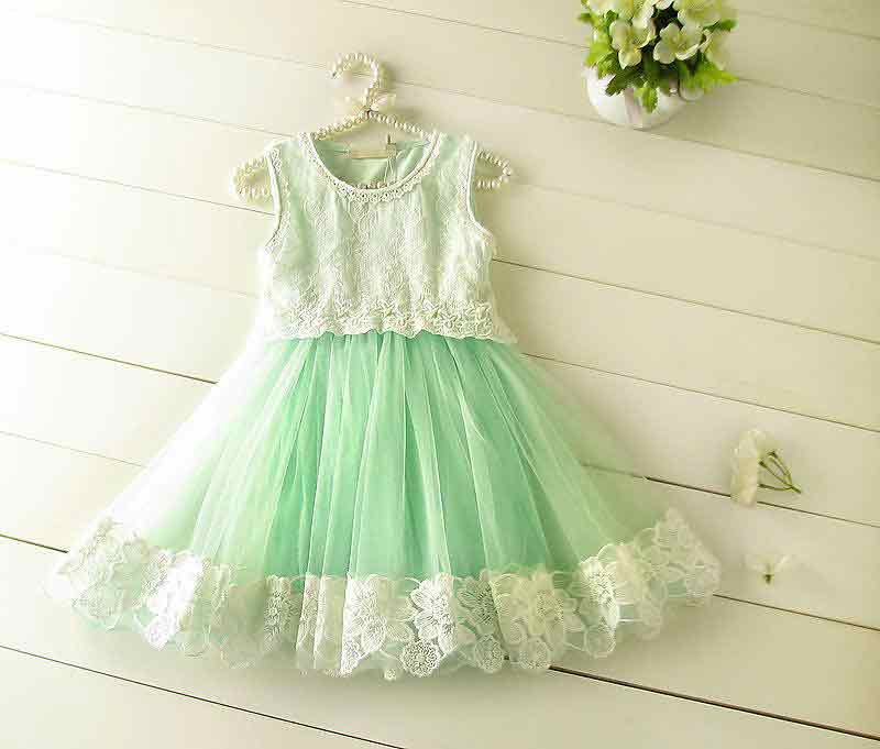 Latest 14 august white and green frock for baby girls