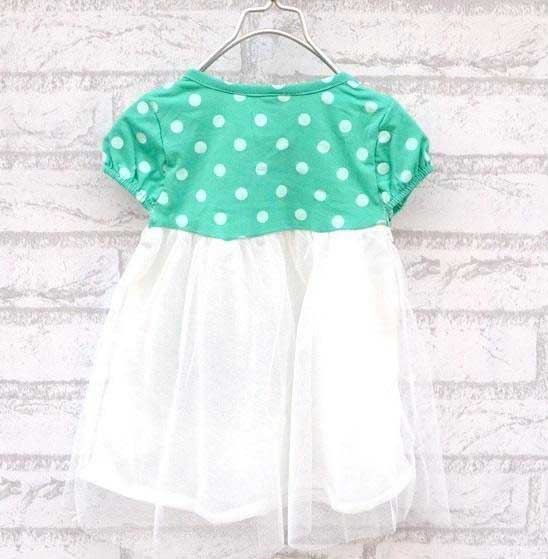 White and green baby girl dress for 14 August