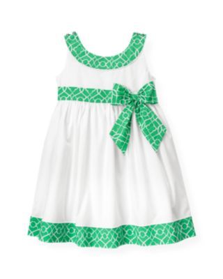 White and green bay frock with bow for 14 august