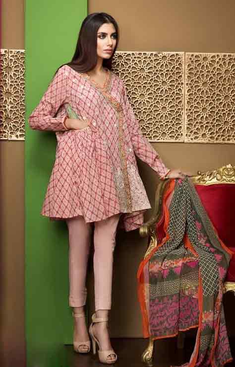 Pink angrakha frock in lawn dresses stitching designs