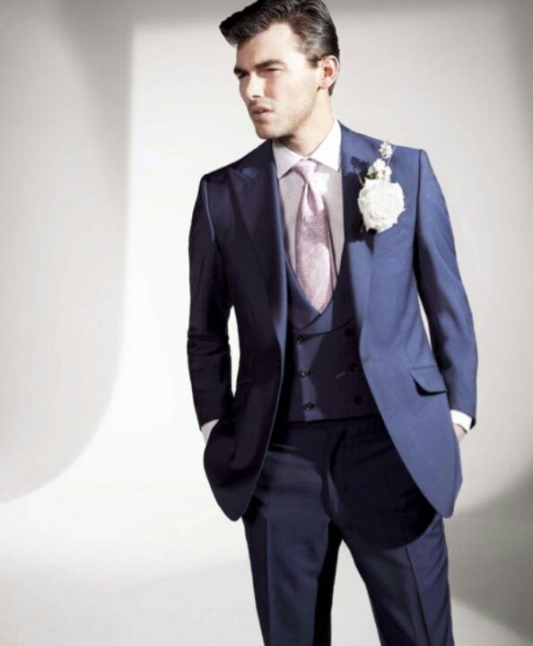 Navy blue walima dress suit for groom