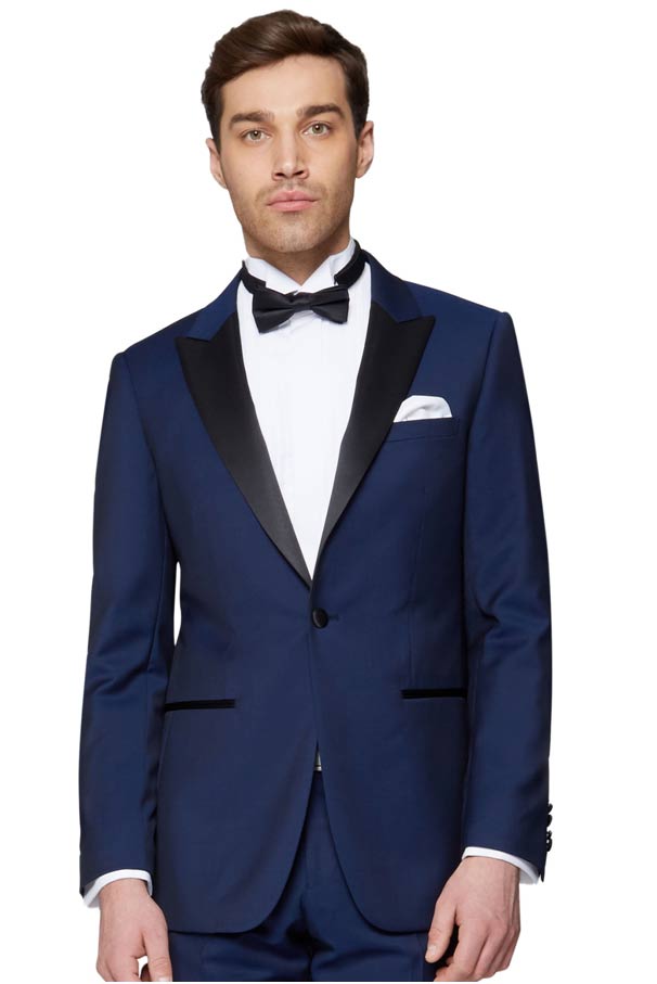 Blue groom suit with bow tie