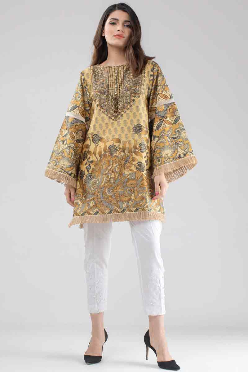 Digital printed lawn kurti stitching designs for girls