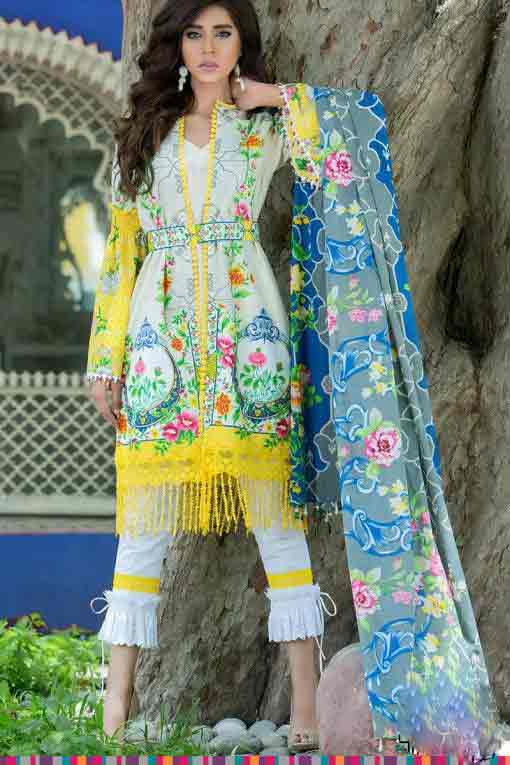 Latest Yellow and blue lawn kurti stitching designs for girls