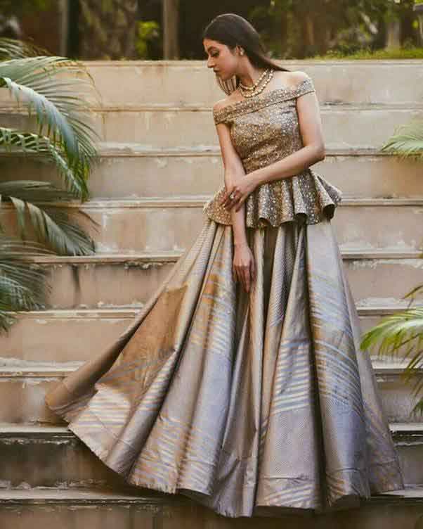 Latest short frock with lehenga bridal walima dresses