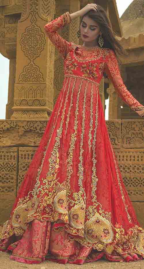 Bridal walima dresses in red color