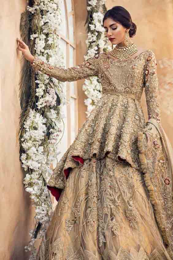 Short frocks with lehenga walima dresses for bridals