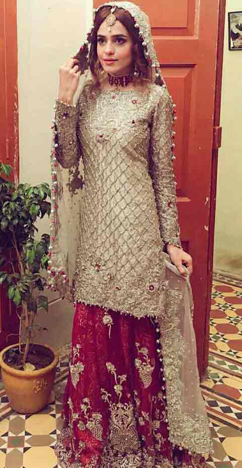 Walima bridal dress of kurti with lehenga