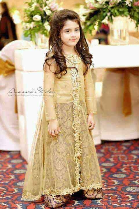 Golden baby wedding gown for girls