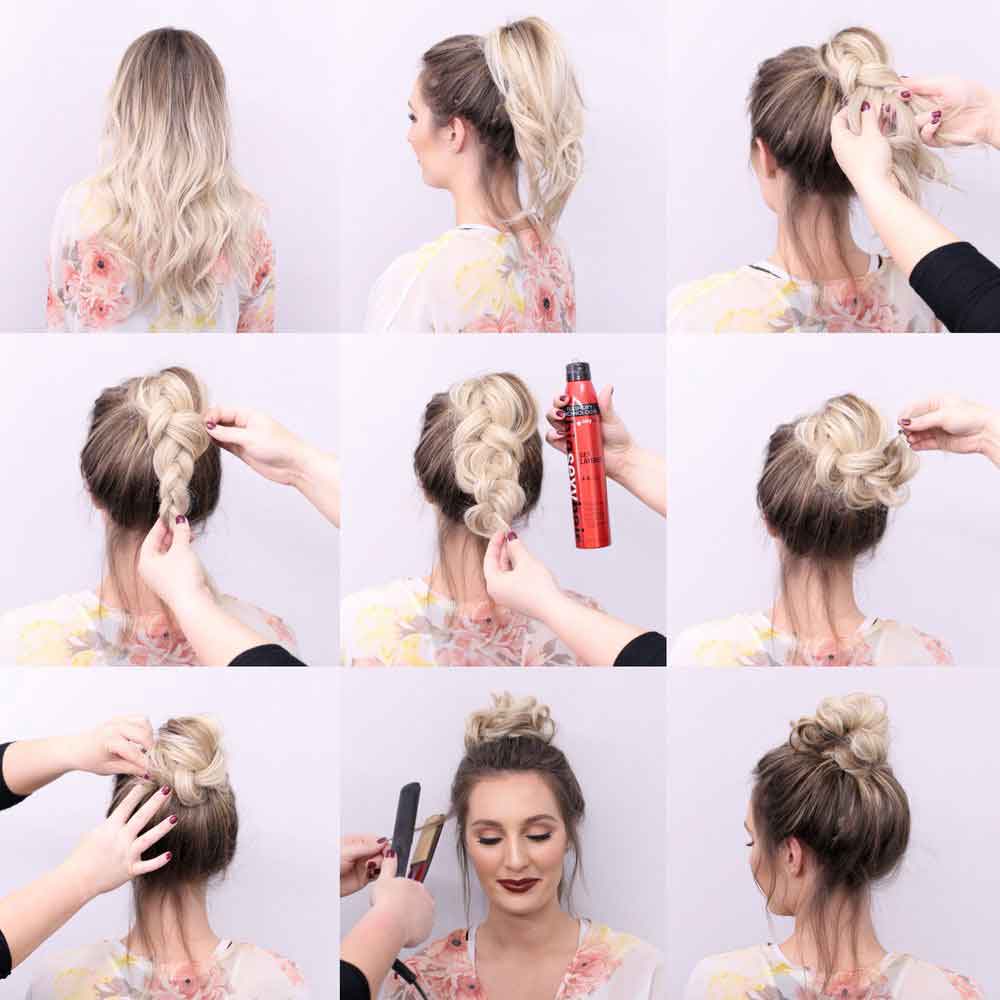 Hair bun step by step tutorial for Christmas