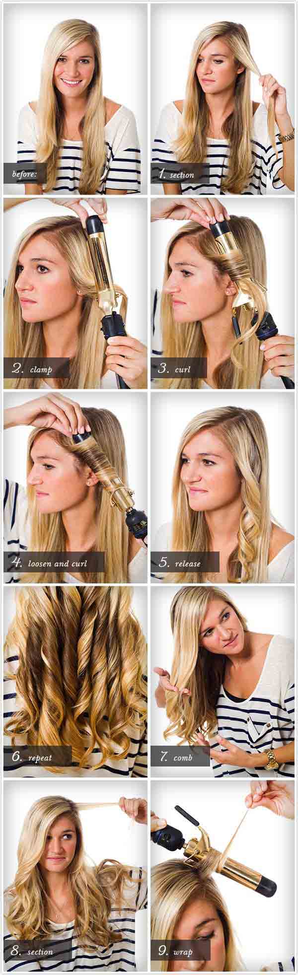 Elegant hair curls tutorial step by step