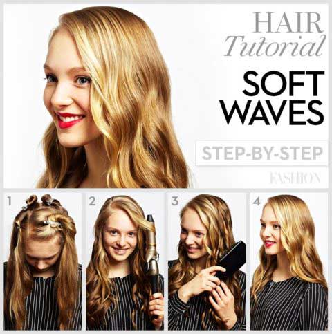 Hair curls waves tutorial step by step