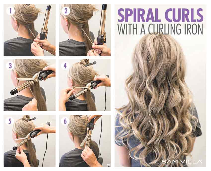 Spiral hair curls step by step tutorial