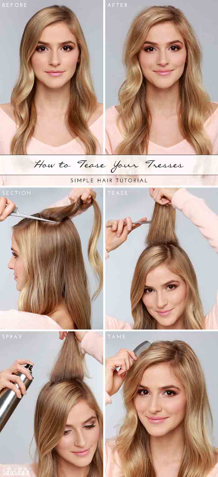 Hair teasing tutorial step by step