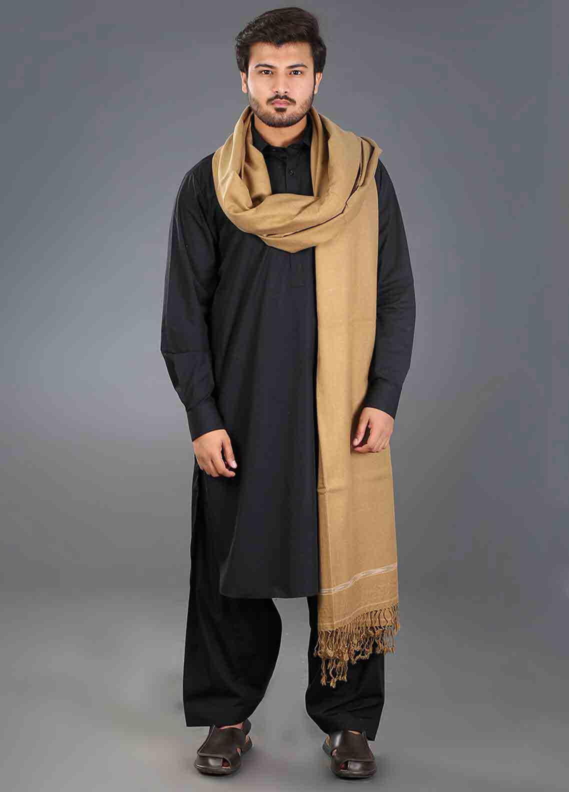 Beige winter shawls for men