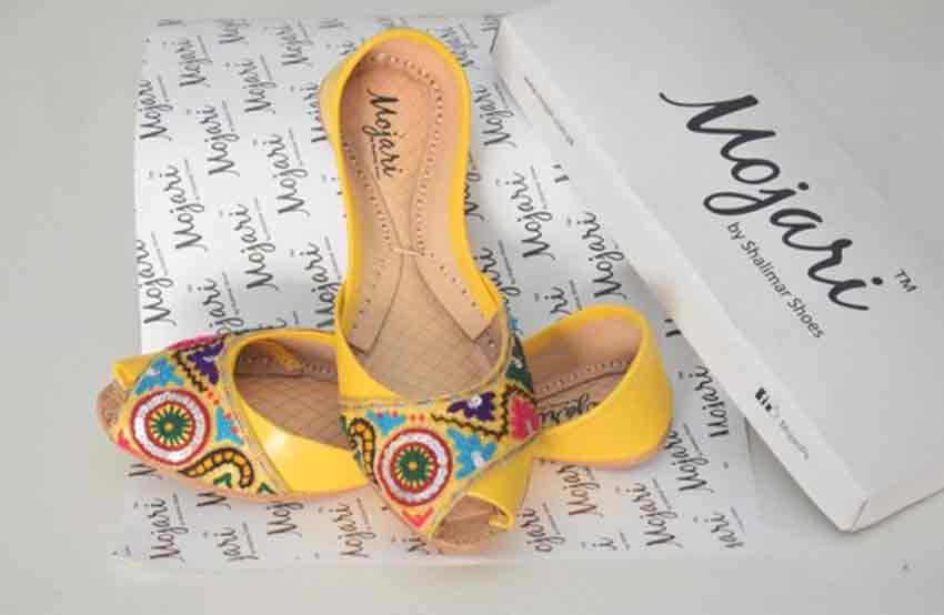 Yellow peep toes khussa designs for girls