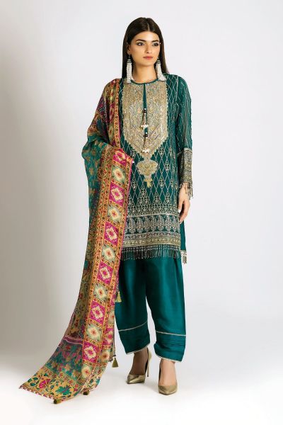 Shirt with matching dupatta and shalwar for Eid