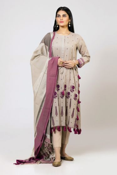 Grey long shirt with dupatta and trousers for girls