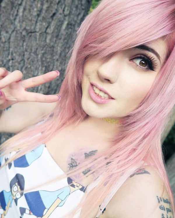 Pink emo hairstyle ideas for girls