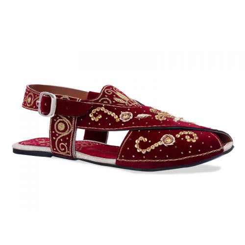 Maroon peshawari chappal designs for girls