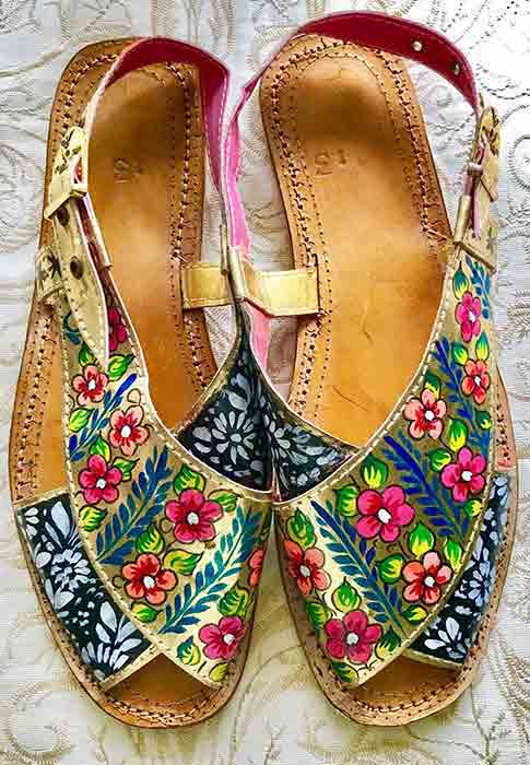 Light blue peshawari chappal designs for girls