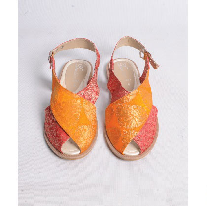 Orange and pink peshawari chappal designs for girls