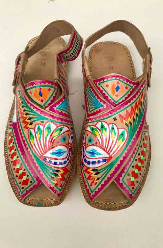 Embroidered multicolored peshawari chappal for girls in Pakistan