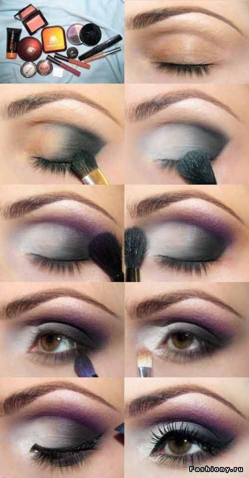 Grey and white smokey eye makeup