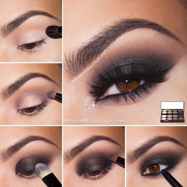 Black smokey eye makeup for brown eyes